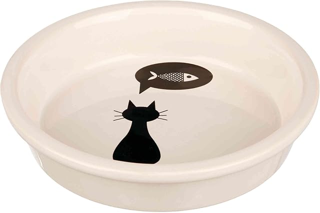 Trixie 24499 Miska Ceramiczna dla Kotów, 0.25 l, Biały/Czarny