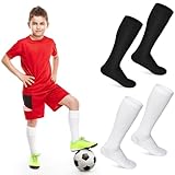 Coume 4 Pairs Kids Compression Socks Non Slip Knee Length Compression Stockings UV Protection Calf and Shin Supports Compression Socks for Kids Children