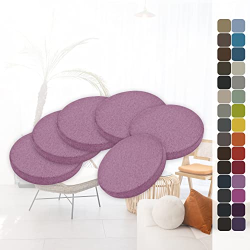 Kimgull 6er Set - Rund Sitzkissen, Waschbare Gemütliches Stuhlkissen für Zuhause, Küche, Esszimmer, Garten, Büro Innen/Outdoor-Sitzpolster | Hochwertiger Schaumstoff (35X35X5CM Violett) Cover