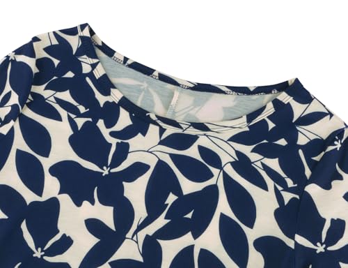 Image of Tanst Sky Womens Casual Round Neck Plus Size Floral Tunic Shirt Dress with Pockets