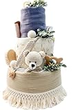 Teddy Bear Diaper Cake - Neutral Themed Diaper Cake - Handmade Baby Shower Gift, Unisex Diaper Cake Gender Neutral, Boy, Girl Baby Shower Centerpiece - Tumbleweed Babies