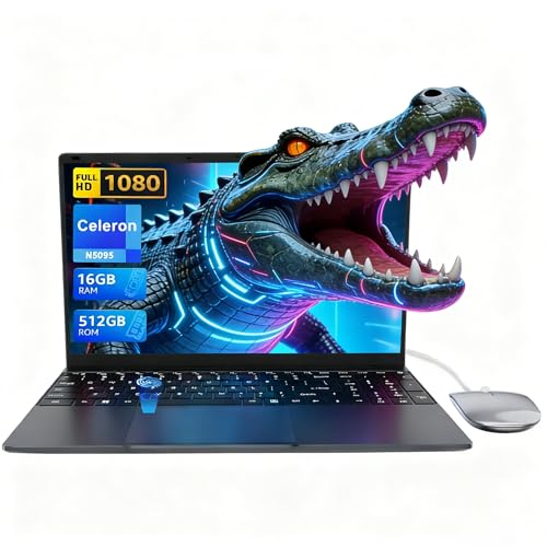 PINSTONE - PINSTONE PC Portable Haut Rapport Qualité-Prix, 16 Go RAM + 512 Go SSD, Processeur Quadricœur, Gris, Parfait pour Les Études, Le Bureau et la Maison.