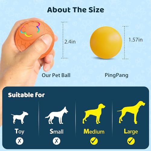 Irishom Electric Dog Toys - Jolly Herding Ball for Dogs Smart Moving Spinning Ball Toy, Type-C Charger, Blue - Image 4