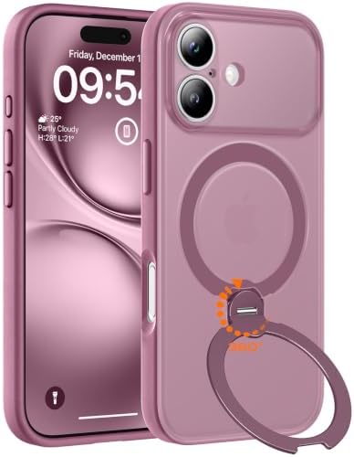 TOCOL für iPhone 17 Hülle mit Ständer, 360° Drehbarem, Pflaume | Kompatibel mit MagSafe, Vollständiger Kameraschutz Handyhülle, Militärschutz Stoßfest Kratzfest Haltbarkeit Case wi