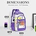 KIMNERPU Clear Backpack, Heavy Duty PVC Transparent Backpack with Reinforced Straps, See Through Multiple Pockets Large Capacity Bookbag for Concert Work Security Travel Festival (Purple)
