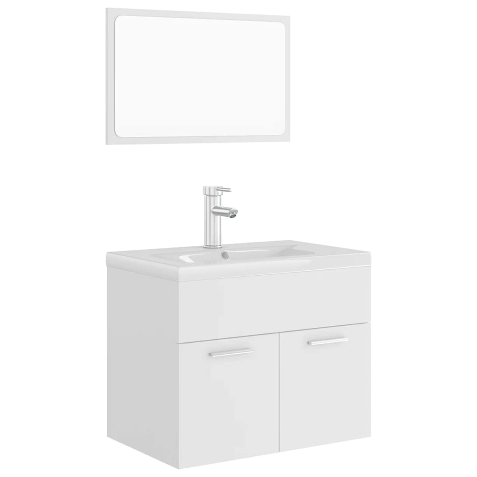 Homgoday Set Mobili da Bagno Bianco in Truciolato, Credenza Armadio Armadietto da Pavimento per Bagno Mobiletto Portaoggetti Ripiani Armadio di Stoccaggio per Camera Ufficio e