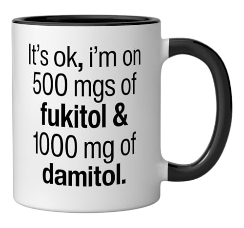 Taza de cerámica con frase humorística, 11 oz, negro/blanco miniatura 2