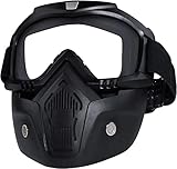 Aplicación: las gafas de motocicleta utilizadas para actividades al aire libre, la lente de policarbonato te proporciona una alta transparencia, el diseño de arco te proporciona una visión más amplia. El algodón de alta consistencia tiene una gran ventilación de escape para un uso cómodo. El filtro bucal transpirable y los agujeros proporcionan una mejor permeabilidad al aire.