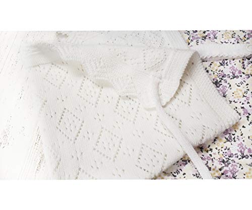 Knit Baby Bonnet Cotton Children's Hat Easter Pixie Spring Fall Dressy (White, 12-24 Months) #TOP3