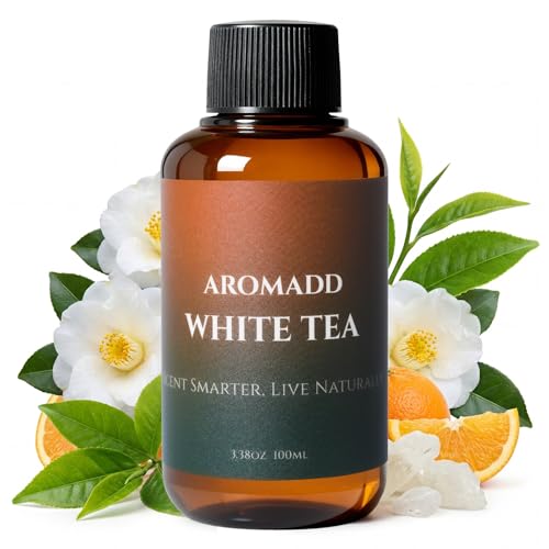 Aromadd White Tea Diffuser Oil Inspired by Luxury Hotel Scent Premium Fragrance Oils for Waterless Diffuser White Tea & Bergamot Long-Lasting Home Fragrance - 3.38 fl oz (100 mL)