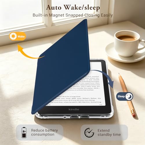 Image of CoBak Detachable Magnetic Case for 6 inch Kindle 11th Gen (2024 and 2022 Release) - Ultra Slim Transparent Clear TPU Back Shell Protective Cover with Auto Wake /Sleep for Kindle 11th Generation