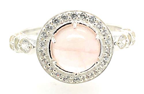 Natural Pink Rose Quartz 925 Sterling...