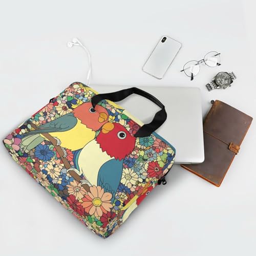 Funda para laptops con asa y correa, 15.6 pulgadas, diseño Lovebird miniatura 7