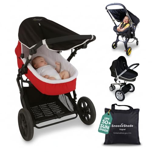 SnoozeShade Original – Sunshade & Blackout Cover for Stroller Bassinets & Doona, Universal Fit, Blocks 99% of UV (UPF 50+), Breathable Baby Sun Cover, Compatible with Doona, Limited Edition Gray Trim