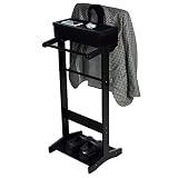 Sardoxx Valet Stand For Man, Father's Day Gift, Black Wood Suit Valet Stand, Clothes Stand With Top