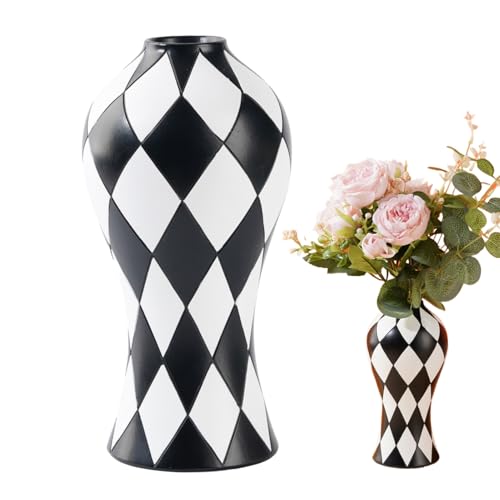 Vase d'intérieur en résine imperméable décoratif noir et blanc - 2
