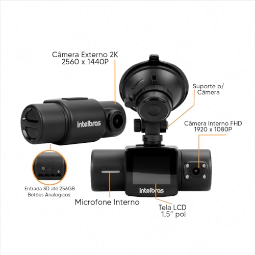 Camera Veicular Intelbras Duo DC 3201 2K 30FPS + Cartão SD 32Gb