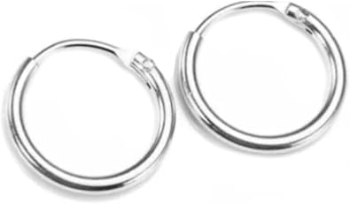 Mens Sterling Silver Hoops - Fine Hoop Earrings for Men - Unisex Classic Minimalist Earrings - Gift For Him