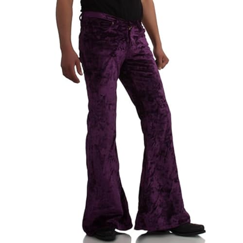 Image of EVEDESIGN Mens Bell Bottom Velvet Pants 60s 70s Disco Outfits for Men Vintage Flared Jeans