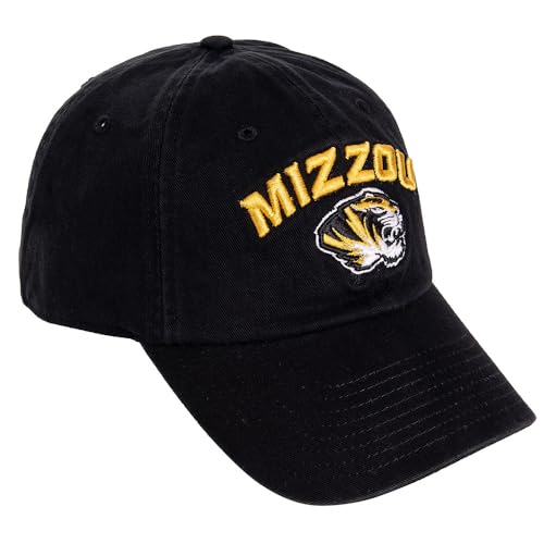 Desert Cactus University of Missouri Baseball Hat Mizzou Tigers Brimmed Embroidered Hats Cap Adjustable Cloth Strap Adult (Style E1) Black