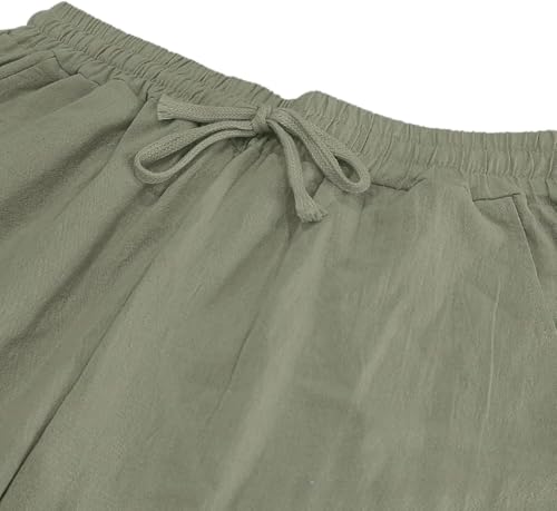 Men's Loose Wide-Leg Linen Pants Drawstring Waist & Pockets, Breathable Summer Beach Casual Pants4