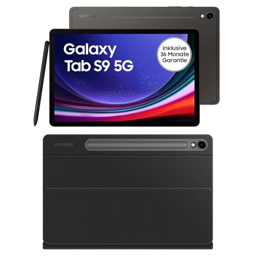 Samsung Galaxy Tab S9 AI-Android-Tablet, 5G, 128 GB / 8 GB RAM, MicroSD-Kartenslot, Inkl. S Pen, Simlockfrei ohne Vertrag, Graphit+Keyboard Cover, Black