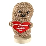 AABXX Funny Mini Positive Potato,3 Inch Cute Crochet Doll with Positive Card,Soft Wool Knitting Toy Decoration Encouragement Support for Birthday Gifts Room Decor (Positive Coffee Bean)