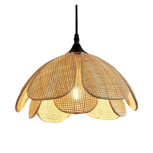 Lustre rotin osier pétale LED style japonais pour chambre et salon D30CM
