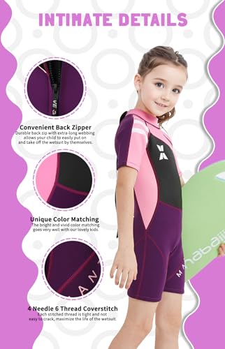Foto von Kinder Shorty Neoprenanzug, 2,5 mm Neopren Einteiler Badeanzüge UV-Schutz Badeanzüge für Mädchen Jungen Schwimmen Tauchen Schnorcheln Surfen