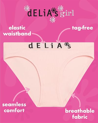 dELiA*s Girls Bikini Underwear - 4 Pack Breathable Soft Seamless Underwear Ribbed Panties for Girls (Sizes 7-16)2
