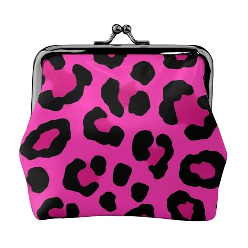 Coin Purse Vintage Pouch Buckle Clutch Bag pink cheetah leopard print (1) Kiss-lock Change Purse Clasp Closure Wallets For Women