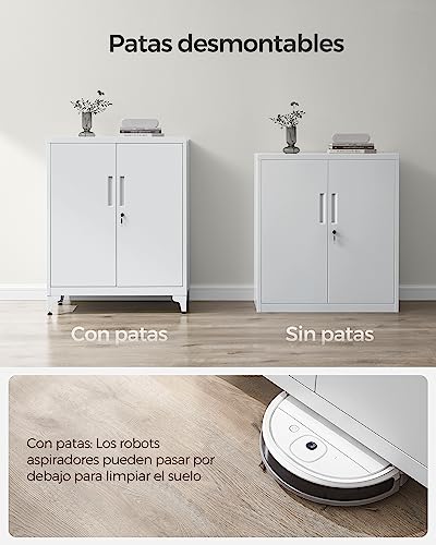 Armario multifuncional de acero gris con cerradura elegante 8