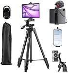 Lusweimi 72-Inch Tripod for ipad Pro iPhone, Camera Tripod for Phone with 2 in 1 Tripod Mount Holder for Cell Phone/Tablet/Webcam/Gopro, Tripod with Carry Bag and Wireless Remote for Photography/Video
