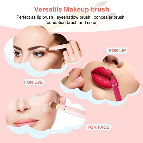 Simfree 2 Pieces Lip Brushes,Retractable Lip Brush For Lipstick,Double-Ended Lip Applicator With Cap,Portable Lip Liner Brush Lip Gloss Eyeshadow Smudge Concealer Brush (Pink+Rose Pink) #TOP5