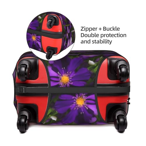 Housse de protection valise extensible XL blanche bagage fleurs violettes