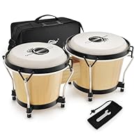 ♪ Made of Superior Solid Wood: The bongo drum has a very crisp and bright sound, good durability and also allows the drums to sing at the same time. ♪ Suitable for all Ages: This bongo drum set has no sharp edges, and the inside of the drum is polish...