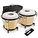 Eastar EBO-1 Bongo Drums 2 Sets 6” and 7” Wood Percussion Instrument Bongos for Kids Adults Beginners Natural Skin Heads with Tuning Wrench and Bag