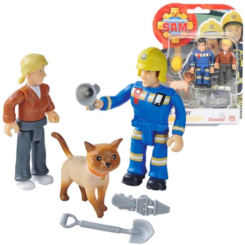Sam Fireman Elvis, Penny, gato | Jogo de figuras de brinquedo | Bombeiro Sam, 90130