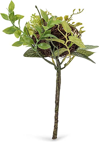 Tenwaterloo Bird Nest With Eggs In Green, Cream And Brown, 10 Inch High Garden Flower Plant Pick, Artificial Floral Faux Bird Nest, Spring And Easter Décor #TOP3
