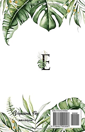 Miniatura 2 de E Libreta con la letra E - Cuadernos bonitos a5 para regalar con diseño tropical - Libreta 1 raya con páginas decoradas en el interior (Spanish