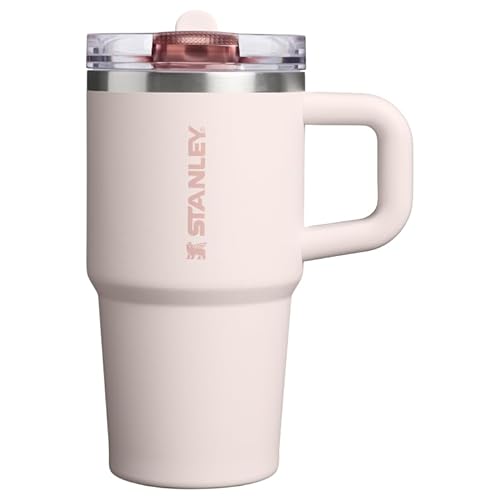 Stanley Quencher ProTour Flip Straw Tumbler with Leakproof Lid 20 oz | Built-in Straw and Handle | Cup Holder Compatible for Travel | Insulated Stainless Steel Cup | BPA-Free | Rose Quartz