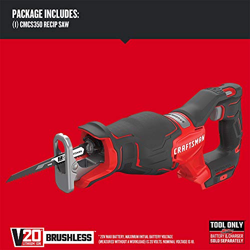 Craftsman V20 Battery & Charger Starter Kit, 2.0 Ah With V20 Reciprocating Saw, Cordless (Cmcb202-2Ck & Cmcs350B) #TOP4