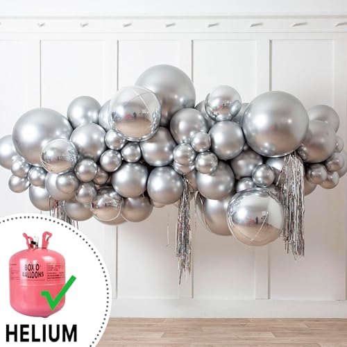 Image of PartyWoo Metallic Silver Balloons 4pcs 36 Inch Large Big Jumbo Giant Silver Chrome Balloons for Graduation Wedding Baby Shower Bachelorette Anniversary Birthday Party Decorations Silver-G102