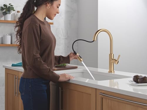 Delta-Faucet-Nicoli-Kitchen-Faucet-with-Pull-Down-Sprayer-Champagne-Gold-Kitchen-Sink-Faucet-Modern-Kitchen-Faucet-Kitchen-Faucet-Sprayer-Single-Hole-Kitchen-Faucet-Champagne-Bronze-19867LF-CZ