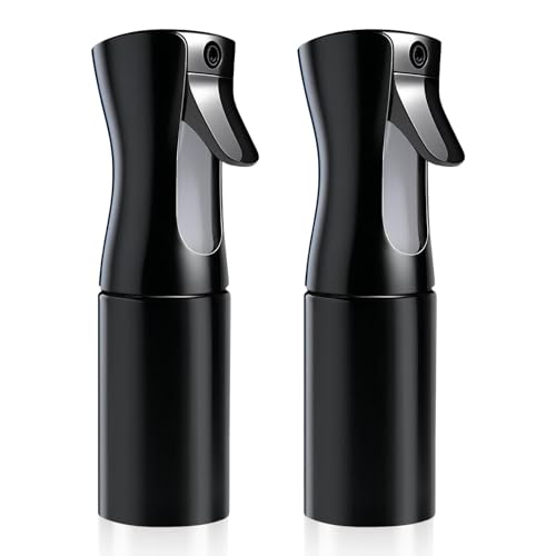 LBJFYHJN 2 flaconi spray per capelli, 200 ml, con nebbia fine continua, per piante, pulizia, alcool, ecc. (nero)