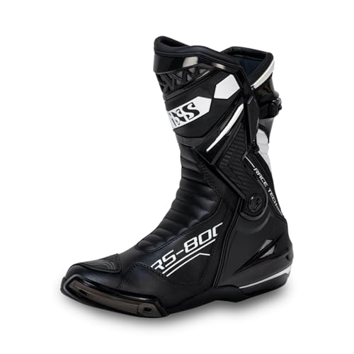 Botas Moto Hombre Estilo Racing en Cuero y Microfibra con Protección Antitorsión, Suela Antideslizante y Amortiguación (Negro, Sistema tallas calzado EU, Adulto, Hombre, Números, mediano, 40)