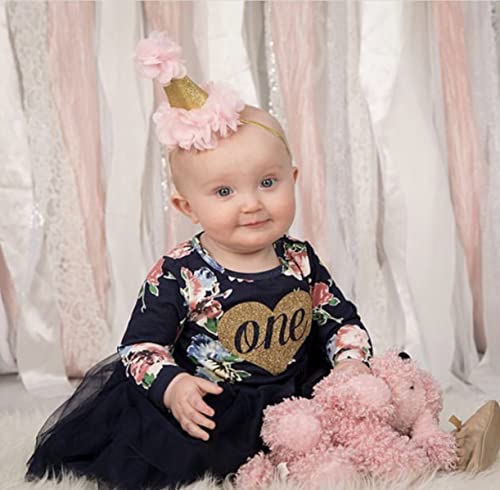 Grace And Lucille First Birthday Girls Outfit And Dress, Navy Floral Long Sleeve Dress With Tutu, Heart (12-24 Months) #TOP7