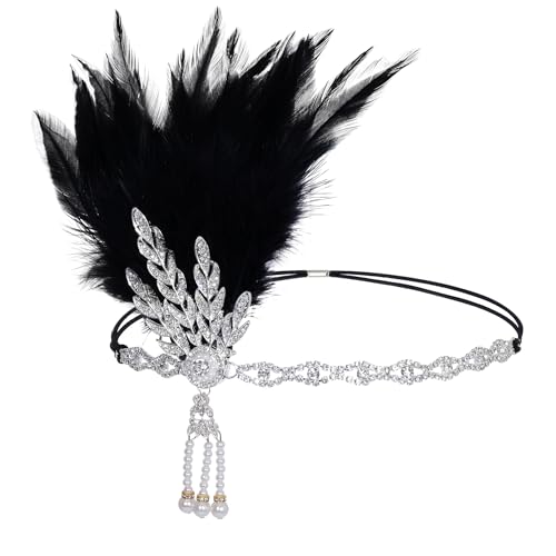 choyaxo Flapper Headband Roaring 20s Headpiece Flapper Headpiece Feather Headband for Women