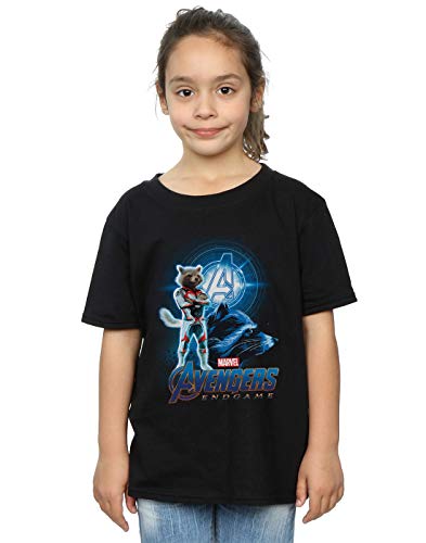 Marvel Girls Avengers Endgame Rocket Team Suit T-Shirt Black 7-8 Years