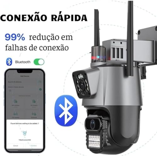 Dupla Câmera IP Sem Fio de Segurança Externa 4K, Controle Wi-Fi - Armazenamento em Nuvem, Rastreamen